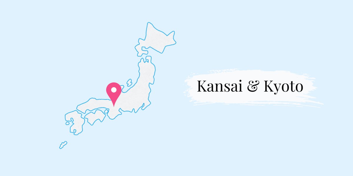 Map locator showing Kansai and Kyoto, in western Honshu